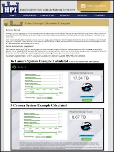 Video Storage Calculator Examples